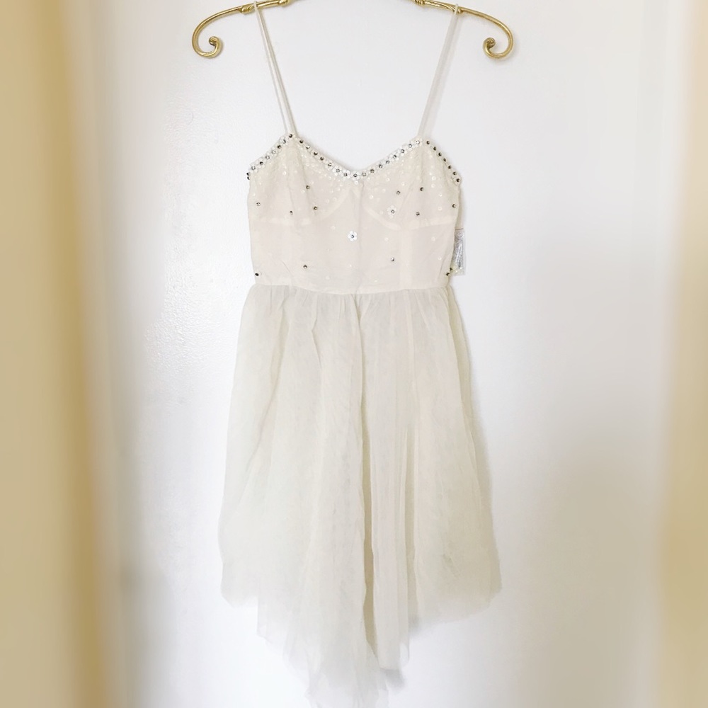 Free people white gauze lace dress